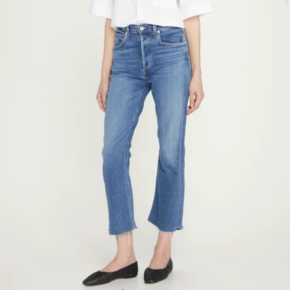 Citizens of humanity Isola Cropped Raw Hem Bootcut Jeans